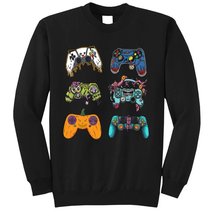 Skeleton Zombie Gaming Controllers Halloween For Gamer Boy Tall Sweatshirt