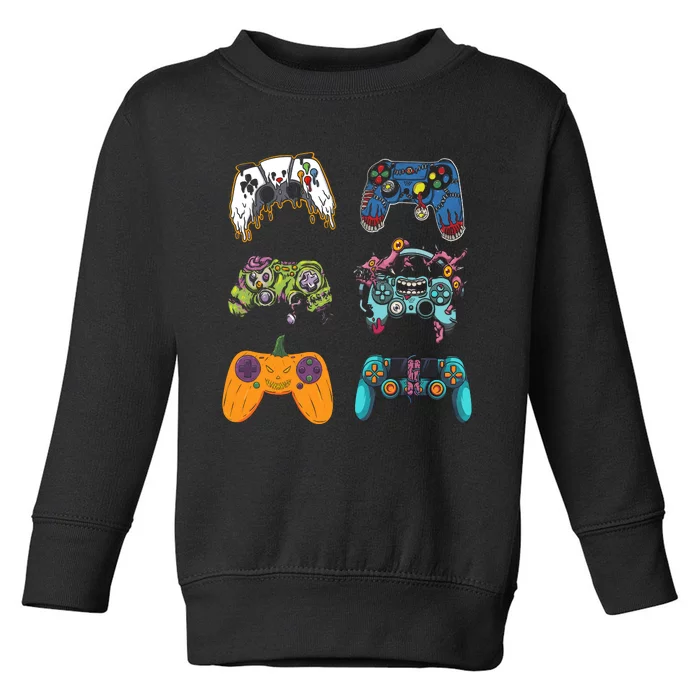 Skeleton Zombie Gaming Controllers Halloween For Gamer Boy Toddler Sweatshirt