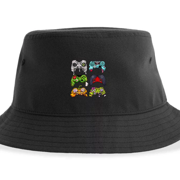 Skeleton Zombie Gaming Controllers Halloween Gamer Sustainable Bucket Hat