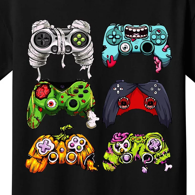 Skeleton Zombie Gaming Controllers Halloween Gamer Kids T-Shirt