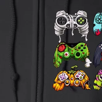 Skeleton Zombie Gaming Controllers Halloween Gamer Full Zip Hoodie