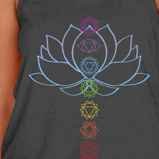 Spiritual Zen Lotus Flower Chakras Aligned Yoga Lover Women's Knotted Racerback Tank