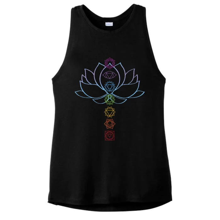 Spiritual Zen Lotus Flower Chakras Aligned Yoga Ladies Tri-Blend Wicking Tank