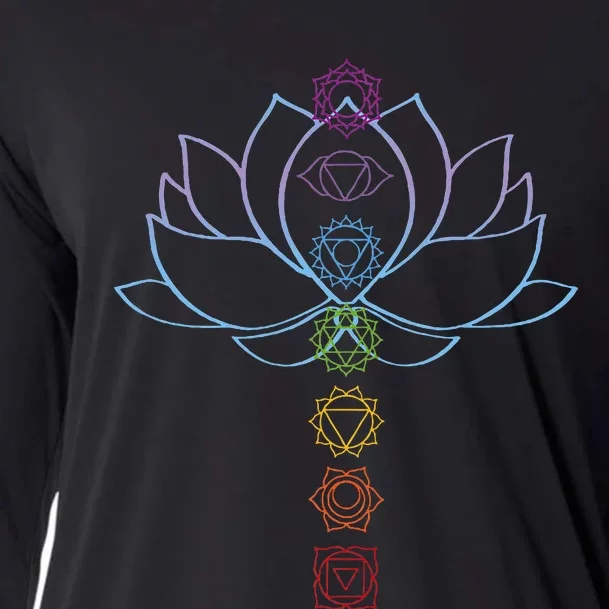 Spiritual Zen Lotus Flower Chakras Aligned Yoga Cooling Performance Long Sleeve Crew