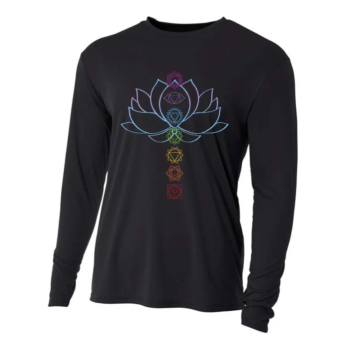 Spiritual Zen Lotus Flower Chakras Aligned Yoga Cooling Performance Long Sleeve Crew