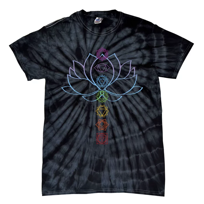 Spiritual Zen Lotus Flower Chakras Aligned Yoga Tie-Dye T-Shirt