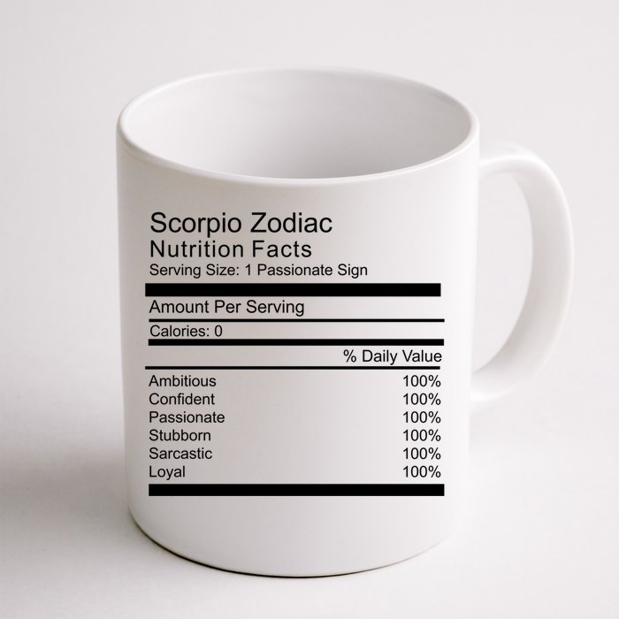 Scorpio Zodiac Nutrition Facts Scorpio Birthday Cool Gift Front & Back Coffee Mug