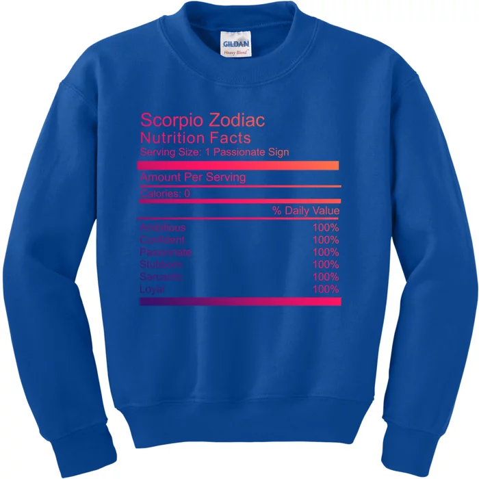 Scorpio Zodiac Nutrition Facts Scorpio Birthday Gift Kids Sweatshirt