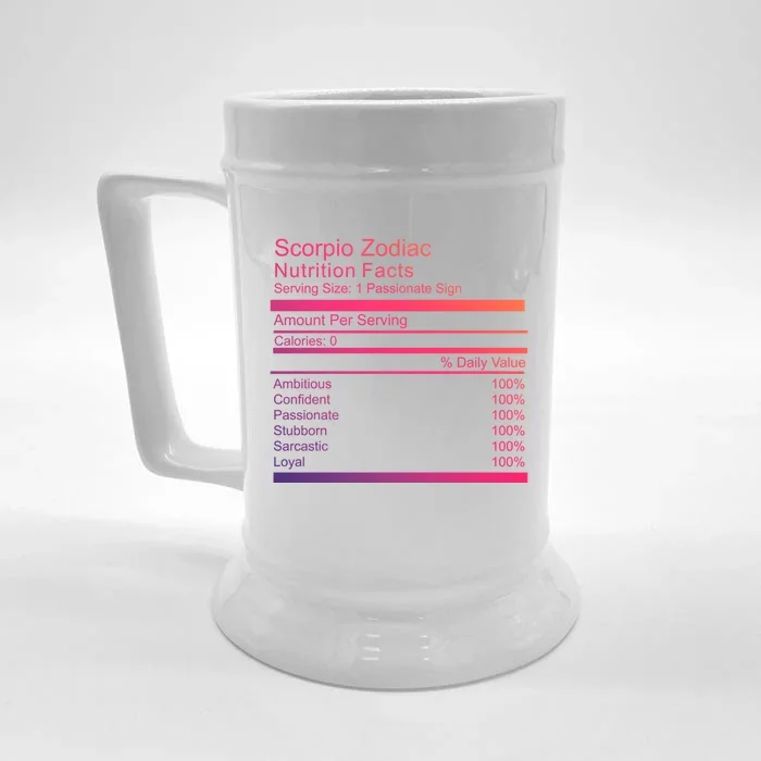 Scorpio Zodiac Nutrition Facts Scorpio Birthday Gift Front & Back Beer Stein