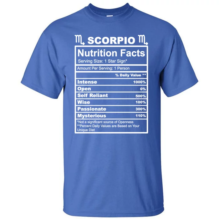 Scorpio Zodiac Nutrition Facts Gift Tall T-Shirt