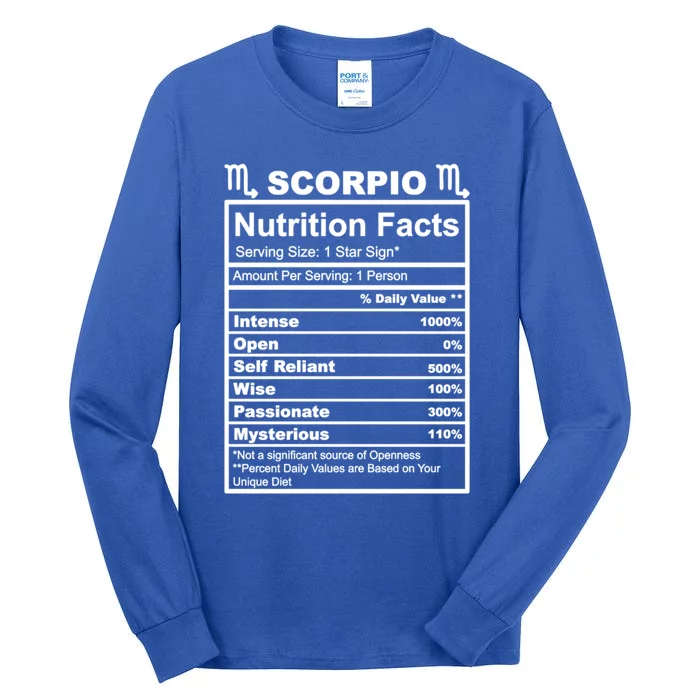 Scorpio Zodiac Nutrition Facts Gift Tall Long Sleeve T-Shirt