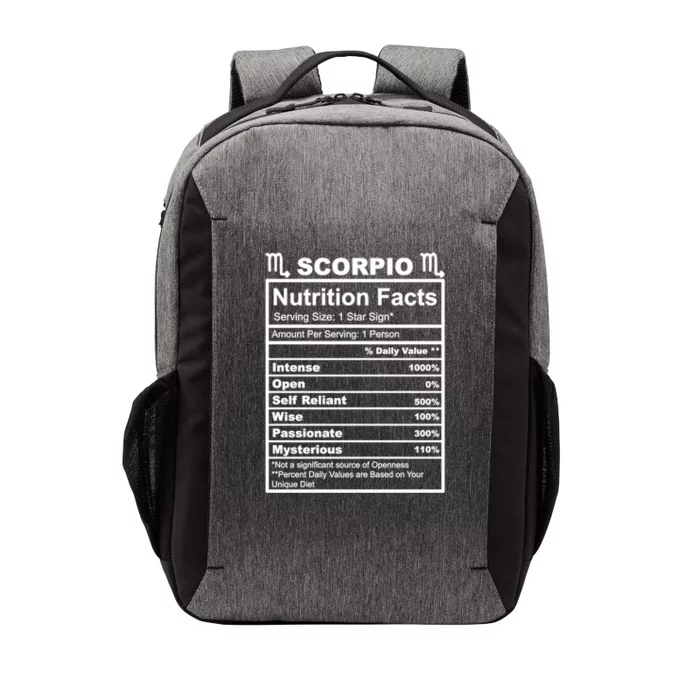 Scorpio Zodiac Nutrition Facts Gift Vector Backpack