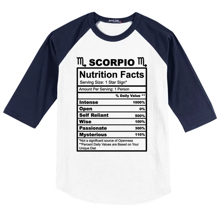 Scorpio Zodiac Nutrition Facts Gift Baseball Sleeve Shirt