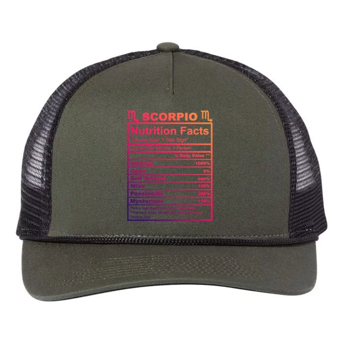 Scorpio Zodiac Nutrition Facts Gift Retro Rope Trucker Hat Cap