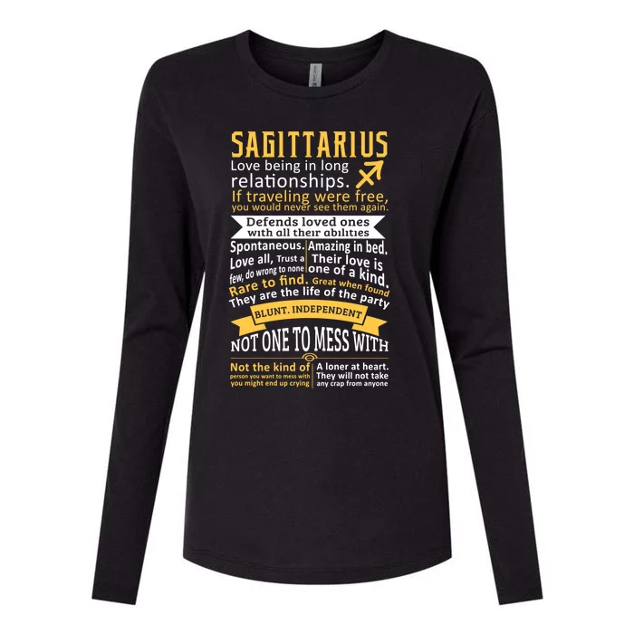 Sagittarius Zodiac Personality Quotes Gift Womens Cotton Relaxed Long Sleeve T-Shirt