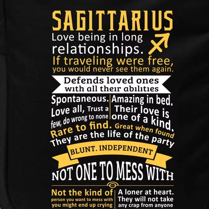 Sagittarius Zodiac Personality Quotes Gift Impact Tech Backpack