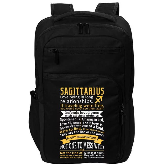 Sagittarius Zodiac Personality Quotes Gift Impact Tech Backpack