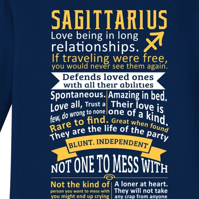 Sagittarius Zodiac Personality Quotes Gift Baby Long Sleeve Bodysuit