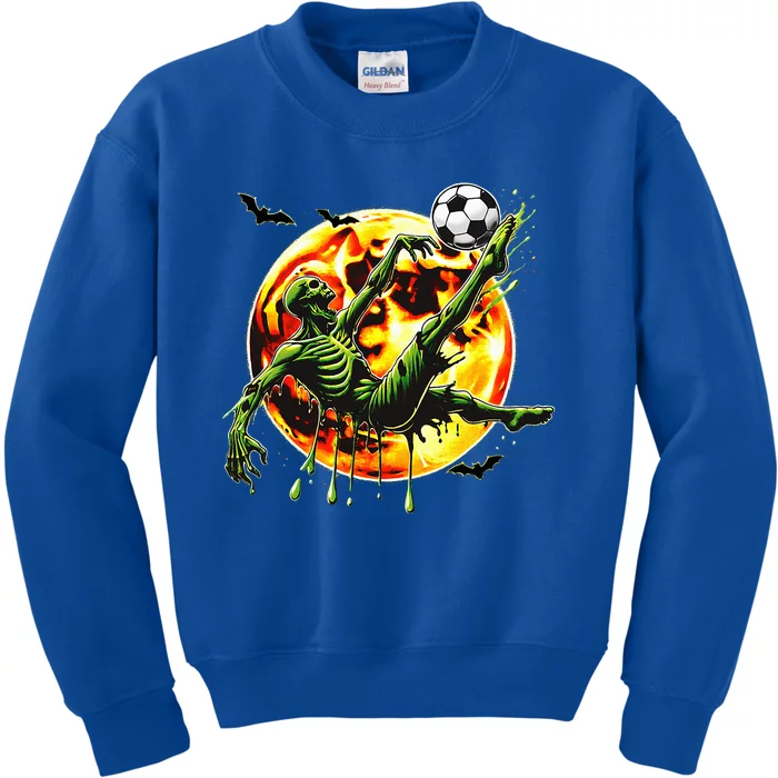 Spooky Zombie Playing Soccer Halloween Costume Kids Sweatshirt