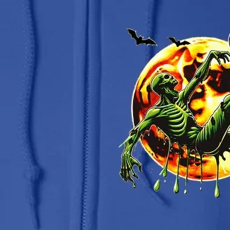 Spooky Zombie Playing Soccer Halloween Costume Full Zip Hoodie