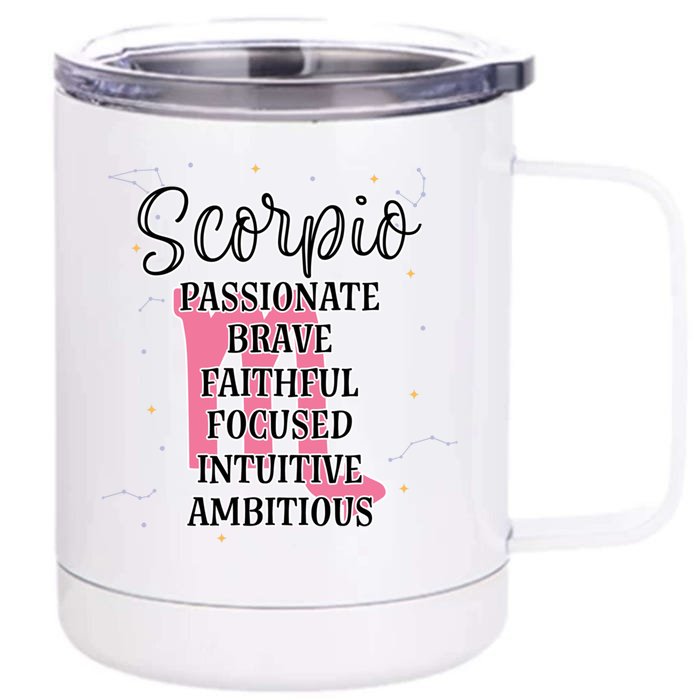 Scorpio Zodiac Sign October November Birthday Facts Traits Great Gift Front & Back 12oz Stainless Steel Tumbler Cup