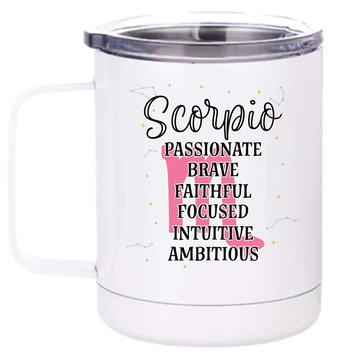 Scorpio Zodiac Sign October November Birthday Facts Traits Great Gift Front & Back 12oz Stainless Steel Tumbler Cup