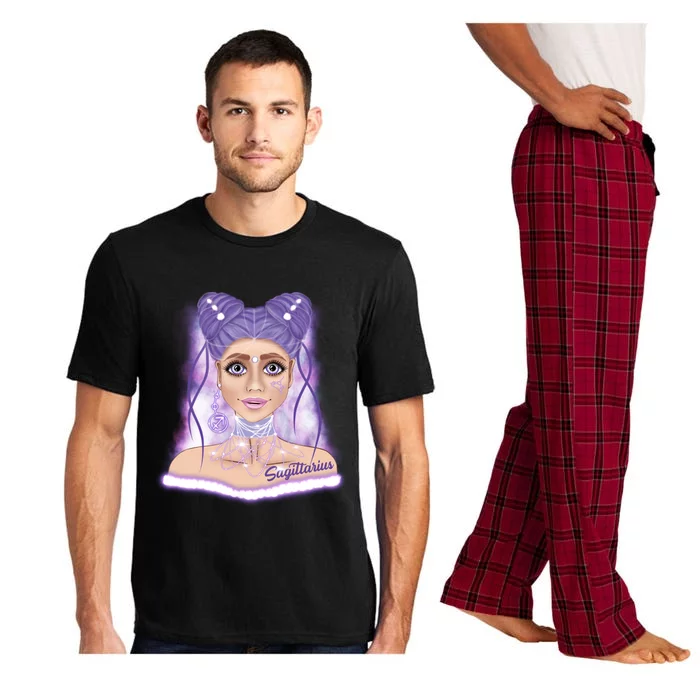 Sagittarius Zodiac Sign Purple Galaxy Nebula Gift Pajama Set