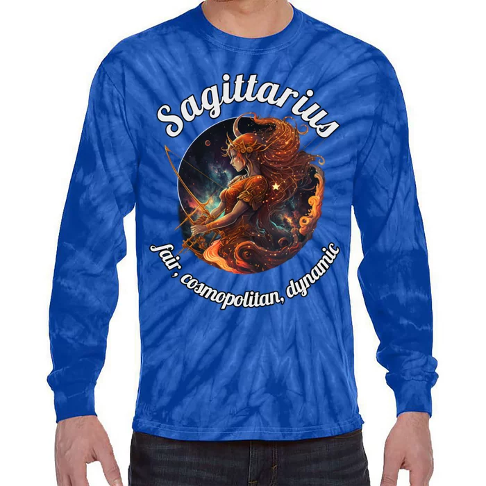 Sagittarius Zodiac Sign Astronomy Gift Tie-Dye Long Sleeve Shirt