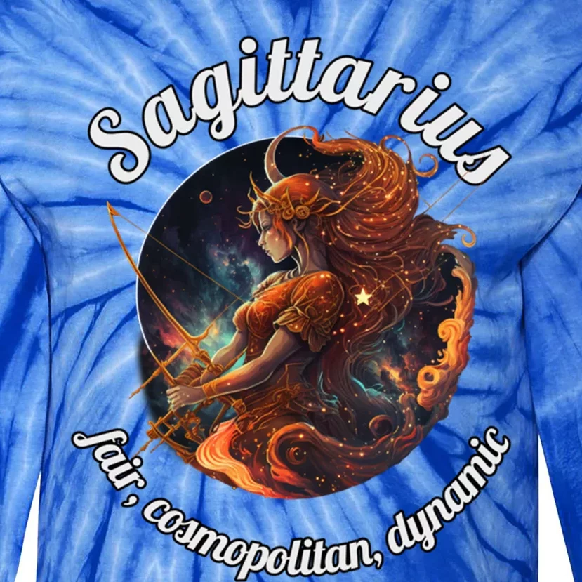 Sagittarius Zodiac Sign Astronomy Gift Tie-Dye Long Sleeve Shirt