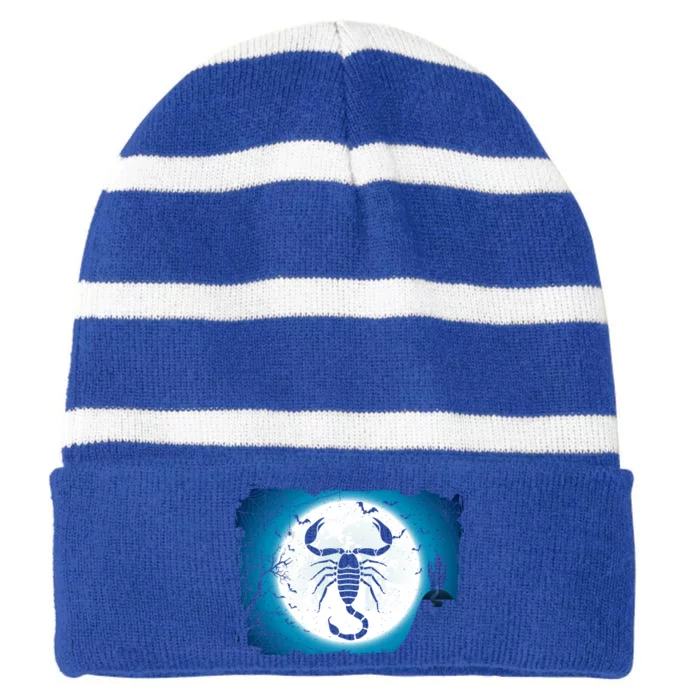 Scorpio Zodiac Signs Funny Gift Striped Beanie with Solid Band