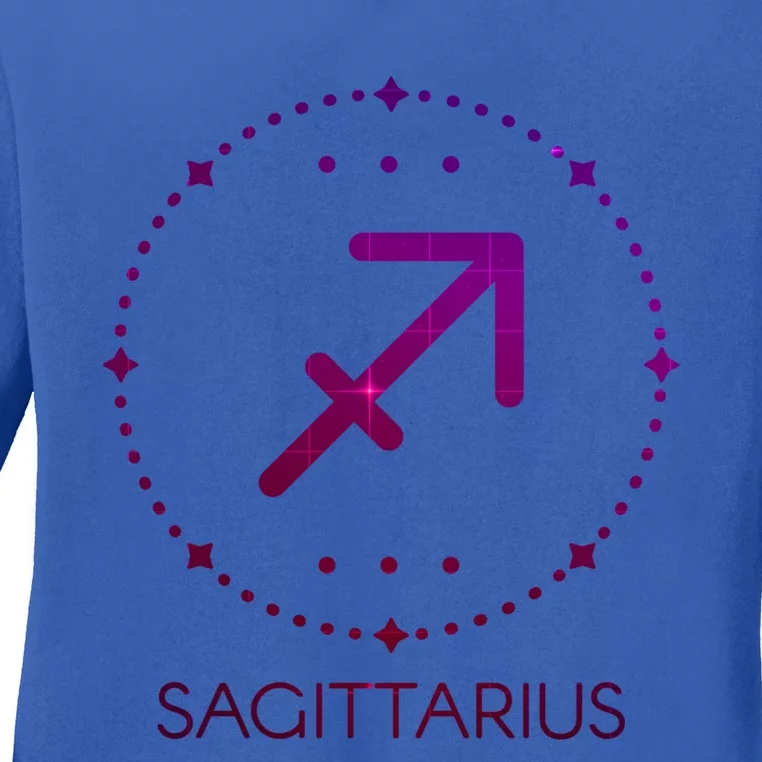 Sagittarius Zodiac Sign Bow And Arrow Gift Ladies Long Sleeve Shirt