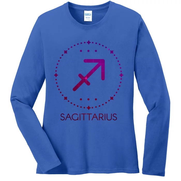 Sagittarius Zodiac Sign Bow And Arrow Gift Ladies Long Sleeve Shirt