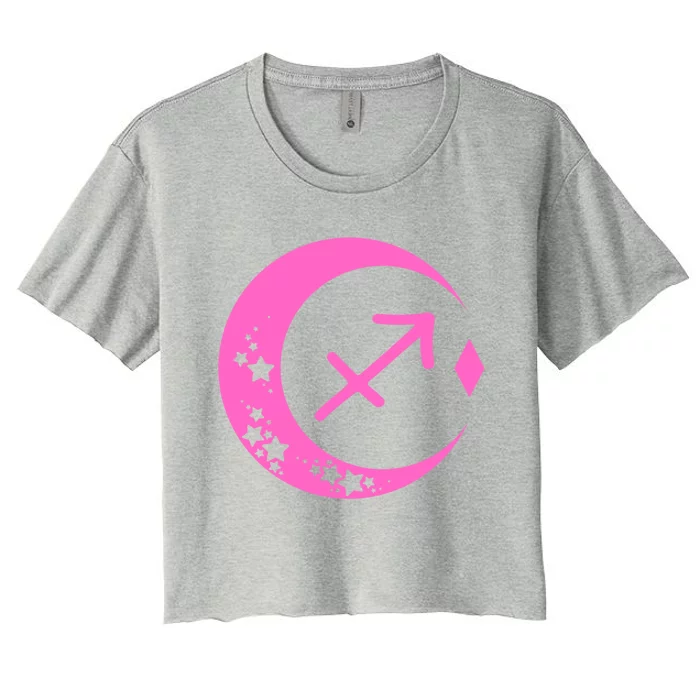 Sagittarius Zodiac Sign Horoscope Astrology Pink Cute Gift Women's Crop Top Tee