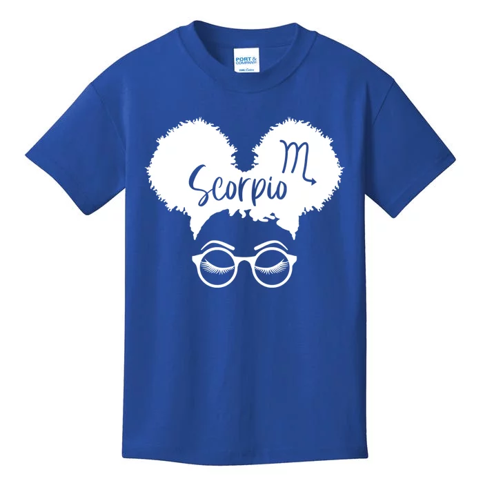 Scorpio Zodiac Sign Afro Puffs African Hair Astrology Gift Kids T-Shirt