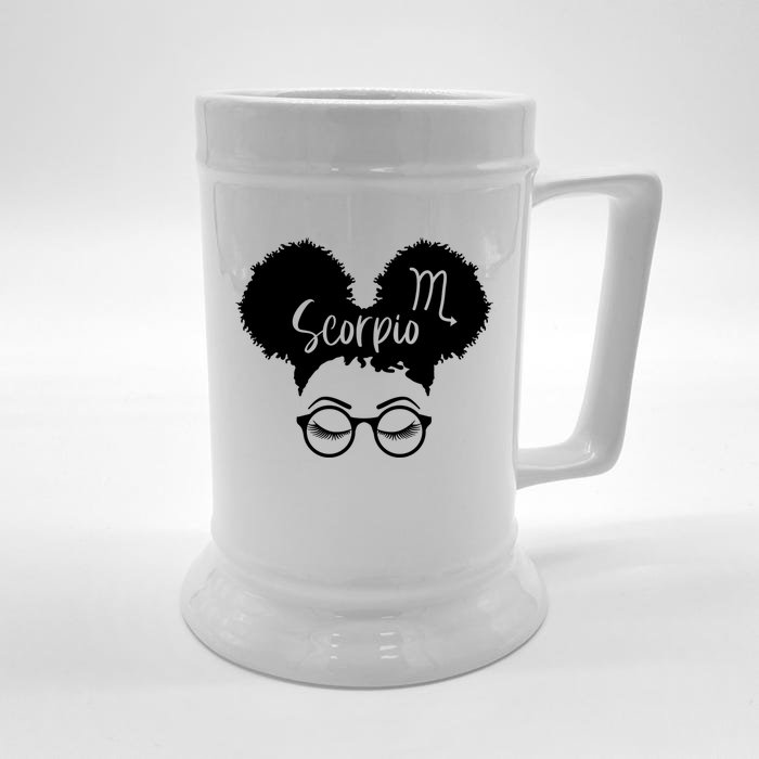 Scorpio Zodiac Sign Afro Puffs African Hair Astrology Gift Front & Back Beer Stein