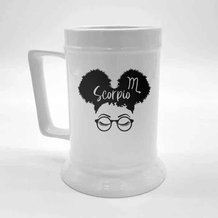 Scorpio Zodiac Sign Afro Puffs African Hair Astrology Gift Front & Back Beer Stein