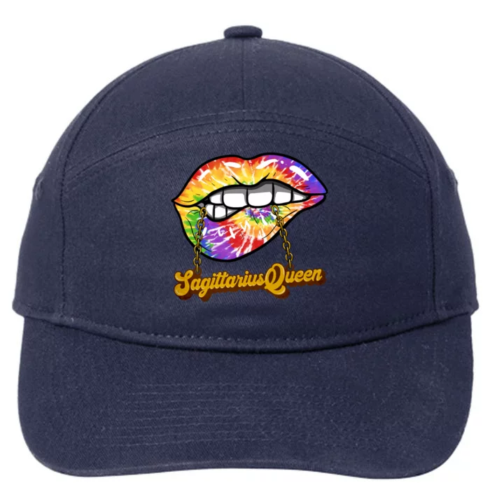 Sagittarius Zodiac Sign Lips Black Gift 7-Panel Snapback Hat