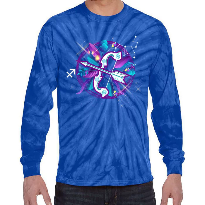 Sagittarius Zodiac Sign Symbol Astrology Birthday Month Gift Tie-Dye Long Sleeve Shirt