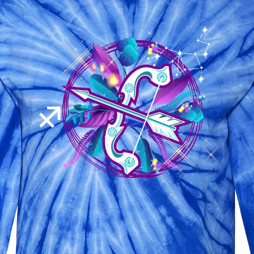 Sagittarius Zodiac Sign Symbol Astrology Birthday Month Gift Tie-Dye Long Sleeve Shirt