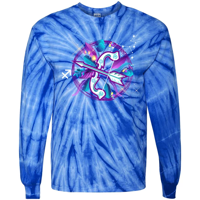 Sagittarius Zodiac Sign Symbol Astrology Birthday Month Gift Tie-Dye Long Sleeve Shirt