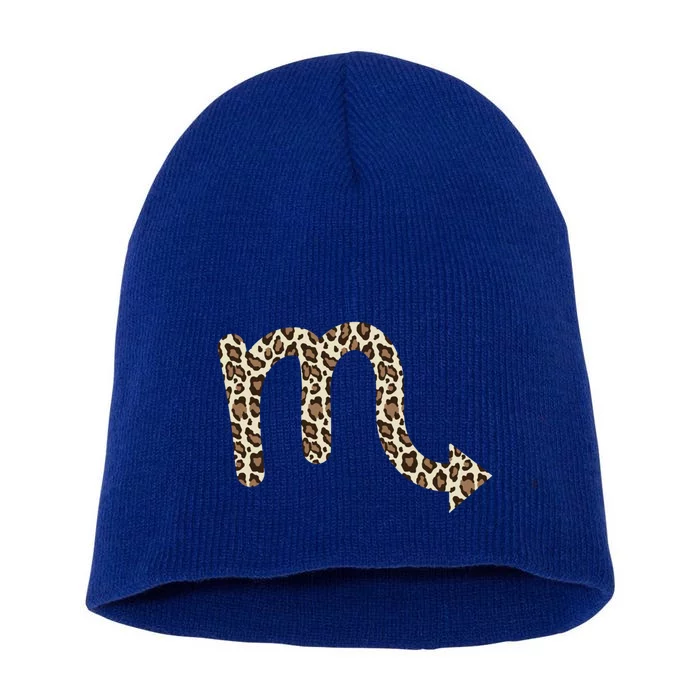 Scorpio Zodiac Sign Leopard Gift Short Acrylic Beanie