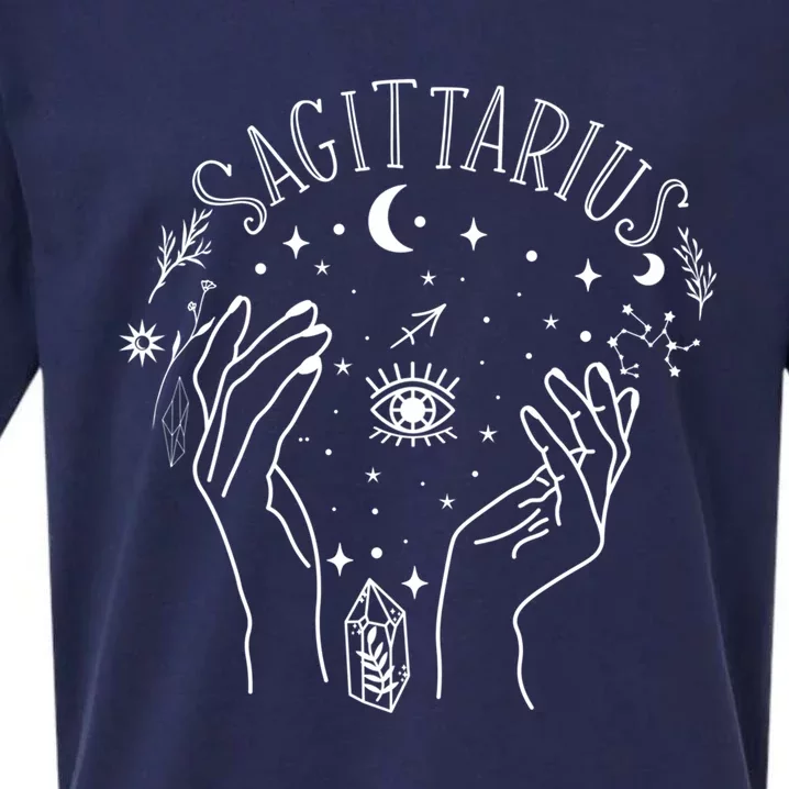 Sagittarius Zodiac Sign Horoscope Witchhand Celestial Being Gift Sueded Cloud Jersey T-Shirt