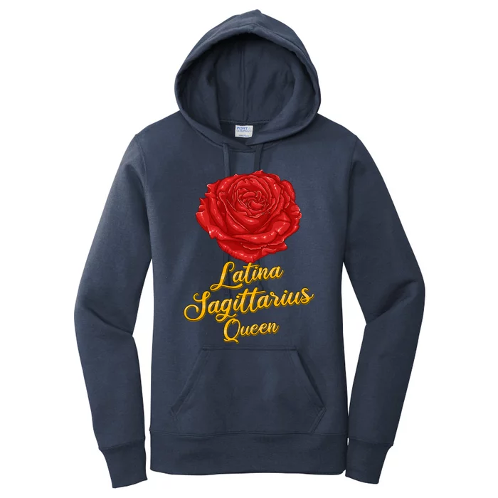 Sagittarius Zodiac Sign Latina Rose For Hispanic Queen Gift Women's Pullover Hoodie