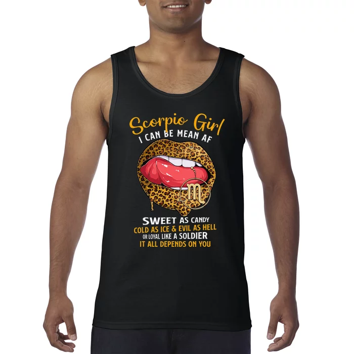 Scorpio Zodiac Sign Sweet As Candy Leopard Lip Tank Top