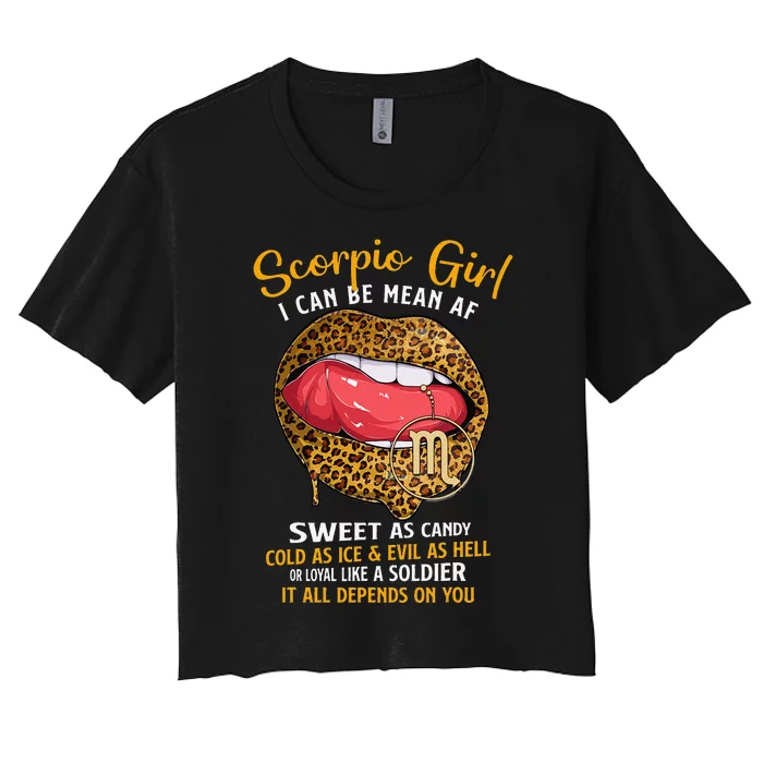 Scorpio Zodiac Sign Sweet As Candy Leopard Lip Women's Crop Top Tee