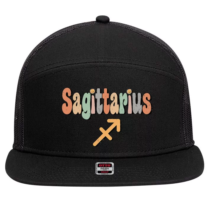 Sagittarius Zodiac Sign Astrology Retro Birthday Sagittarius 7 Panel Mesh Trucker Snapback Hat