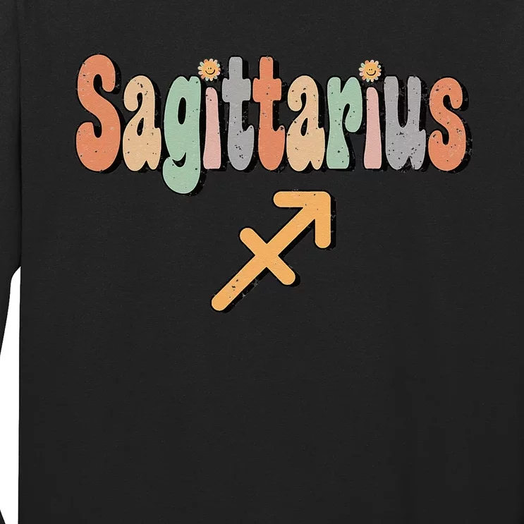 Sagittarius Zodiac Sign Astrology Retro Birthday Sagittarius Long Sleeve Shirt