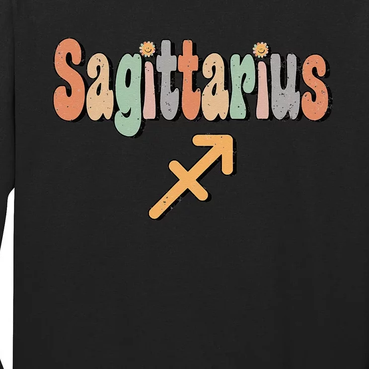 Sagittarius Zodiac Sign Astrology Retro Birthday Sagittarius Tall Long Sleeve T-Shirt