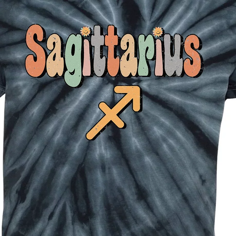 Sagittarius Zodiac Sign Astrology Retro Birthday Sagittarius Kids Tie-Dye T-Shirt