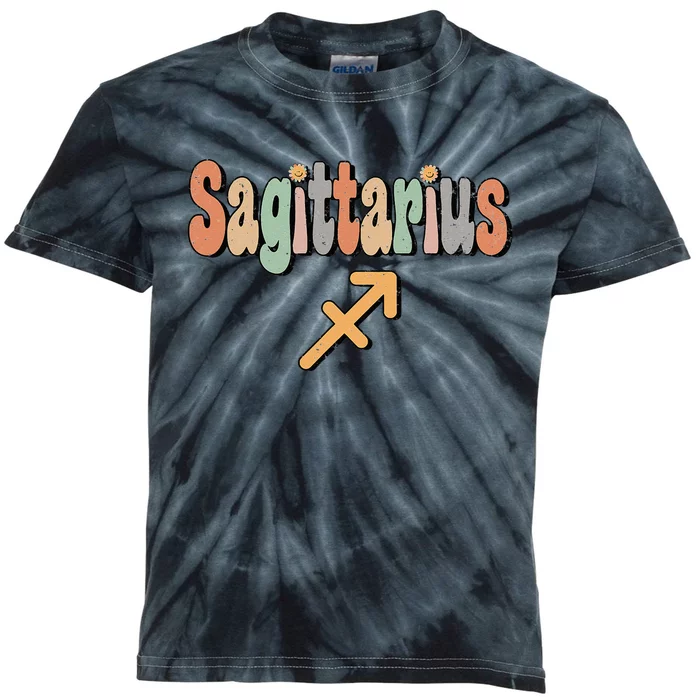 Sagittarius Zodiac Sign Astrology Retro Birthday Sagittarius Kids Tie-Dye T-Shirt